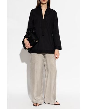 Tory Burch Shirt With A Stand-Up Collar - Black