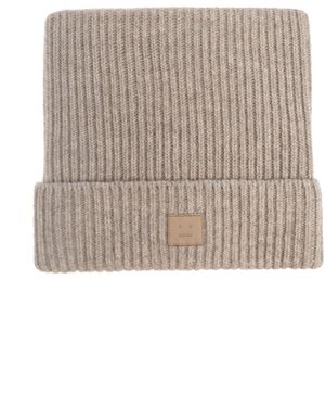 Acne Studios Wool Beanie With Logo - Natural