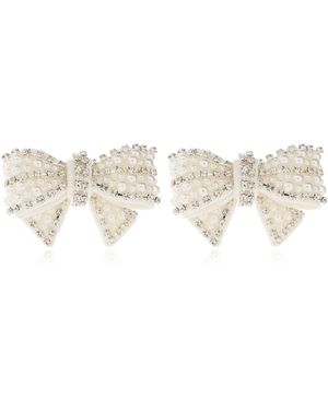 Self-Portrait Earrings With Shimmering Crystals - Natural
