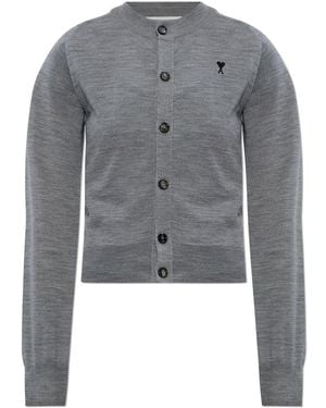 Ami Paris Wool Cardigan - Grey