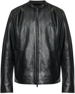 DIESEL Leather Jacket 'L-Tad-Wrd' - Black