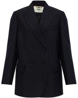 Fendi Wool Double-Breasted Blazer - Black