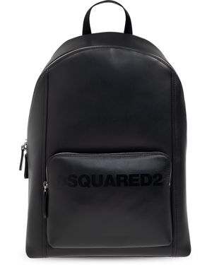 DSquared² Leather Backpack With Logo - Black