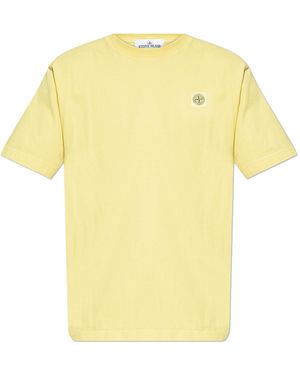 Stone Island T-Shirt With Logo Patch - Yellow