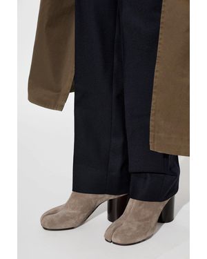 Maison Margiela Suede Heeled Ankle Boots With 'Tabi' Cut-Out - Black