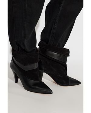 Isabel Marant Suede Heeled Ankle Boots "Lyone" - Black