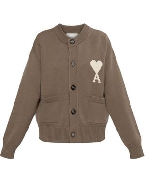 Ami Paris Cardigan With Pockets - Brown