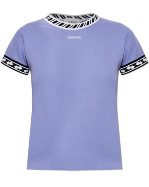 Versace Top With Embroidered Logo - Blue