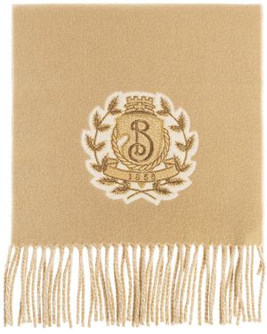 Burberry Scarf With Embroidered Logo - Natural