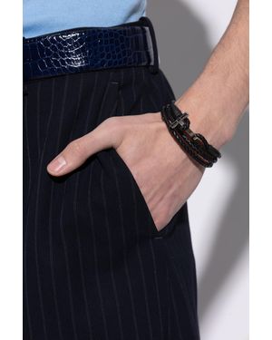 Tom Ford Leather Bracelet - Blue