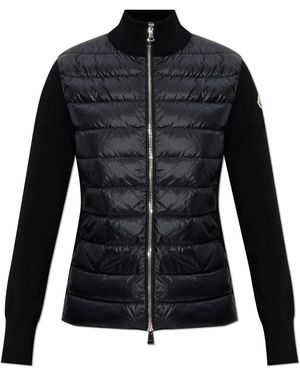 Moncler Cardigan With Stand-Up Collar - Black