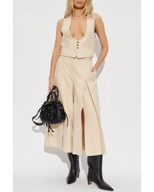 Zimmermann Wool Wide-Leg Pants With Slit - Natural