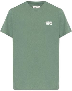 American Vintage T-Shirt With Printed Logo - Green