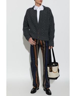 Versace Decoratively-Knitted Cardigan - Black