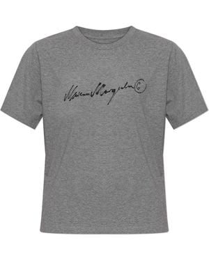 MM6 by Maison Margiela T-Shirt With Printed Logo - Grey