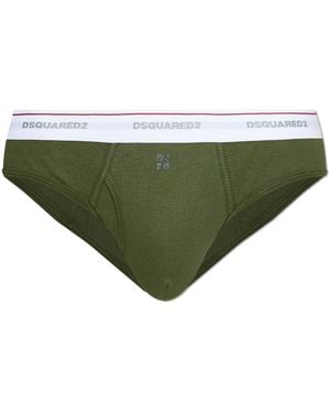 DSquared² Ribbed Briefs With Logo - Green