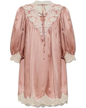 Chloé Silk Dress With Lace Inserts - Pink