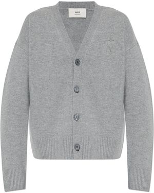Ami Paris Wool Cardigan - Grey