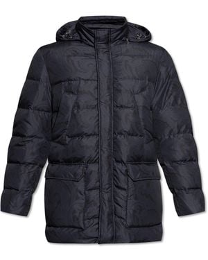 Etro Down Jacket With Detachable Hood - Blue