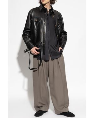 Versace Insulated Leather Jacket - Black