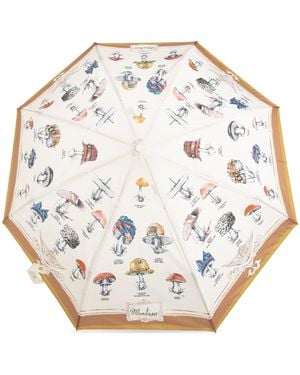 Moschino Folding Umbrella With Colorful Print - Natural
