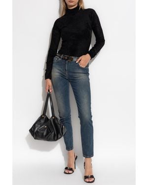 Versace Velvet Top With Long Sleeves - Black