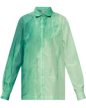 Loewe Loose-Fit Shirt With Embroidered Logo - Green