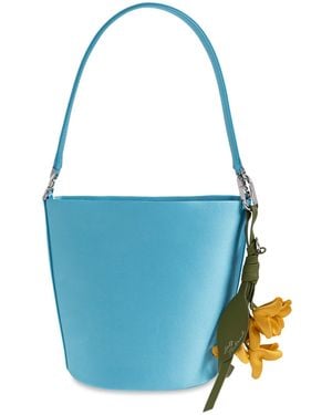 Self-Portrait Satin Bag With Keychain - Blue