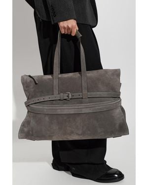 Moschino Suede Bag With Logo - Gray