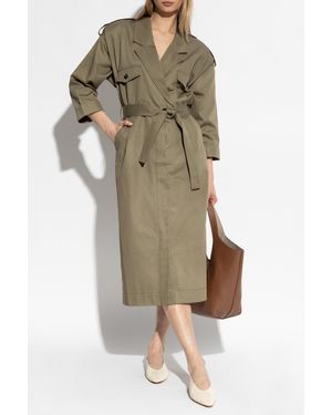 anine bing green dress ANINE BING Noemi Dress in Green/White Mini Stripe main image 1