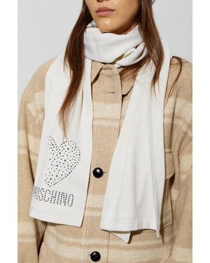 Moschino Wool Scarf With Shimmering Sequins - Natural