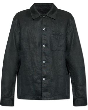 Theory Linen Shirt With Pocket - Black