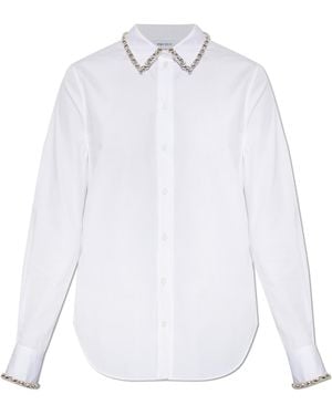 McQueen Shirt With Shimmering Crystals - White