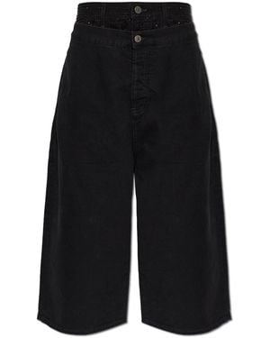 The Attico Jeans With Shimmering Sequins - Black