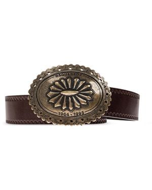 DSquared² Leather Belt With Buckle - Brown