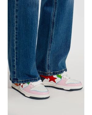 A Bathing Ape Leather Sports Shoes With Logo - Blue