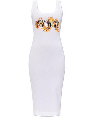Versace Jeans Couture Dress With Print And Shimmering Sequins - White