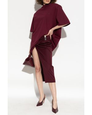 The Attico Draped Skirt With Slit - Red