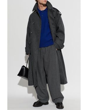 Ami Paris Wool Long-Sleeve Polo - Blue