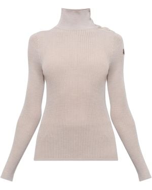Moncler Wool Turtleneck With Stand-Up Collar - Natural