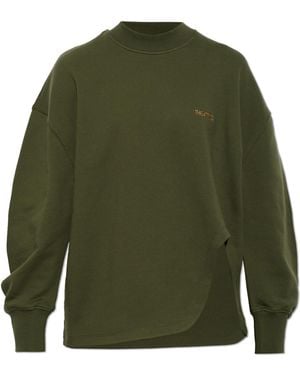 The Attico 'Oversize' T-Shirt With A Slit - Green