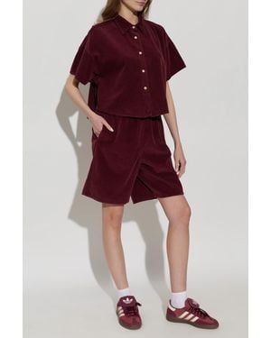 American Vintage Corduroy Shirt With Short Sleeves - Red