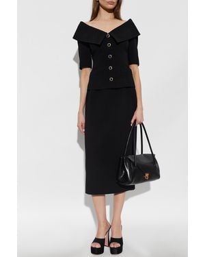 Alessandra Rich Wool Blazer With Short Sleeves - Black