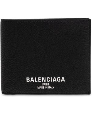 Balenciaga Leather Wallet With Logo - Black
