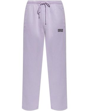 American Vintage Joggers With Printed Logo - Purple