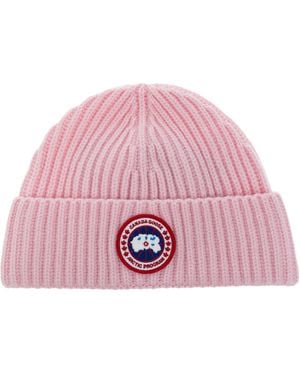 Canada Goose Wool Beanie With Appliquéd Logo - Pink