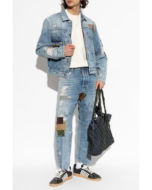 DSquared² Denim Jacket With 'Vintage' Effect - Blue