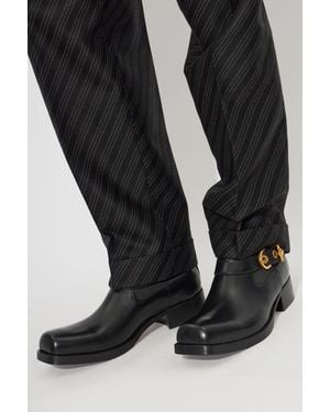 Versace Leather Ankle Boots - Black
