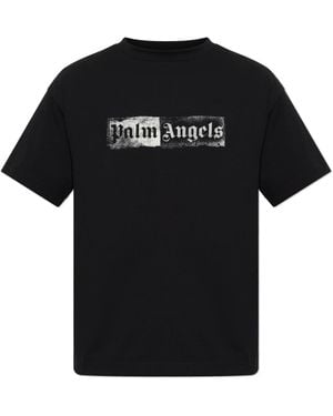 Palm Angels Cotton T-Shirt With Printed Logo - Black