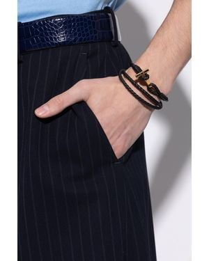 Tom Ford Leather Bracelet - Blue